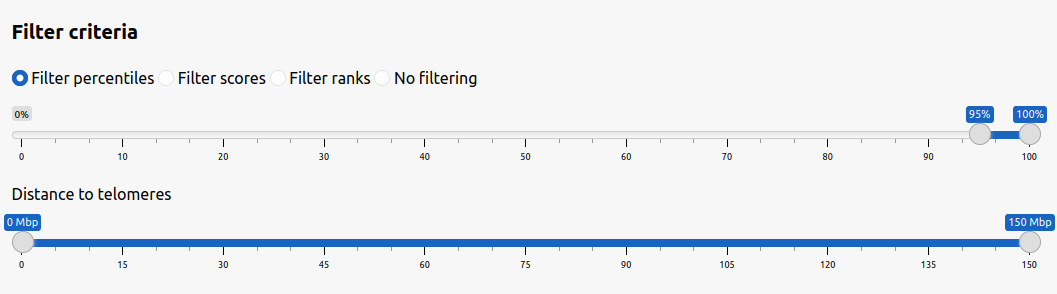 Screenshot of filter controls