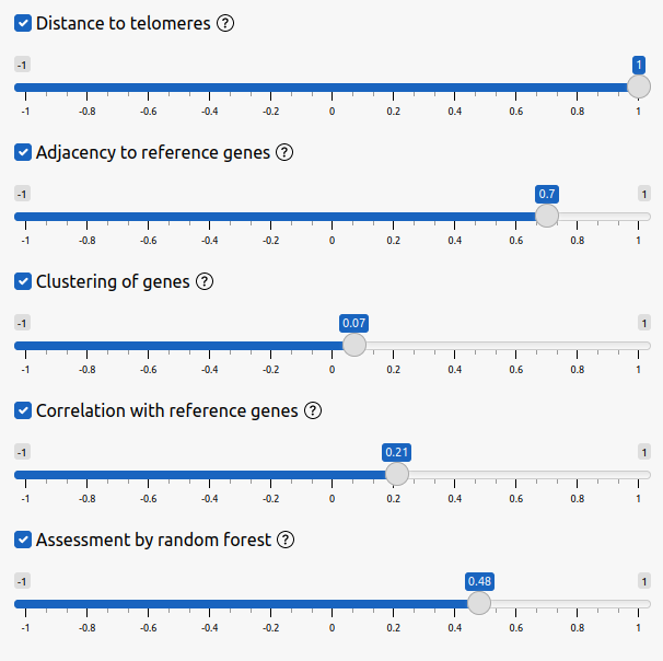Screenshot of method weight controls