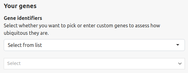 Screenshot of the gene selector